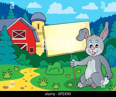 Rabbit with sign theme image 2 Stock Photo