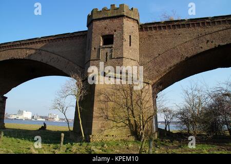 Historic Railway Bridge Wesel Stock Photo