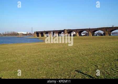 Historic Railway Bridge Wesel Stock Photo