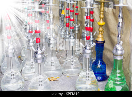 Hookahs on the floor in istanbul Stock Photo