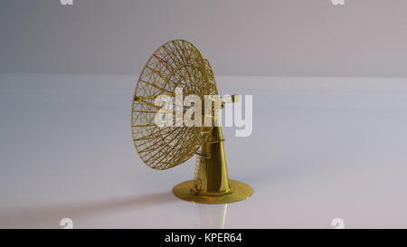 Big Golden Satellite Dish Antenna Radar on a white background. 3d ...