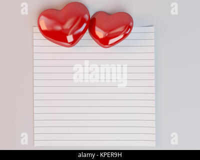 lined Love letter icon with 3d hearts Stock Photo