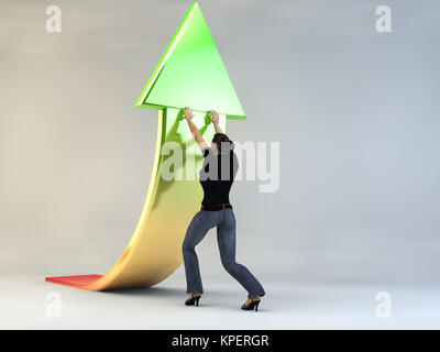 3d woman character sales growth concept Stock Photo