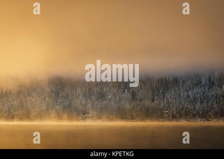 Winter sunrise at Donner Lake, California. Stock Photo