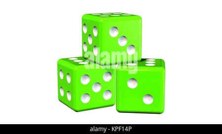 Three green cubes - insulated on white background Stock Photo