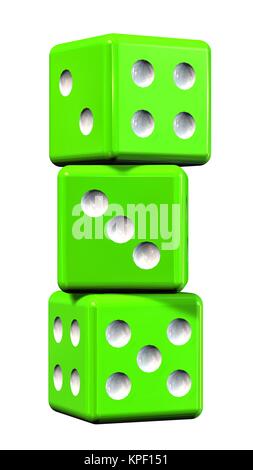 Three green cubes - insulated on white background Stock Photo