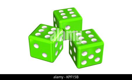 Three green cubes - insulated on white background Stock Photo