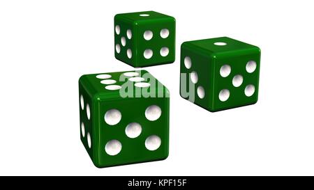 Three green cubes - insulated on white background Stock Photo