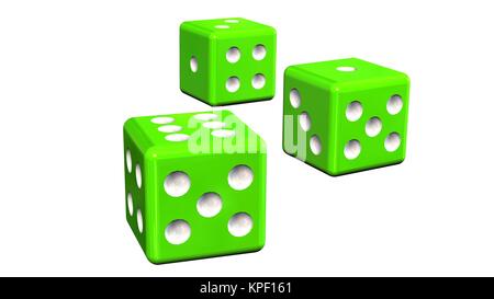 Three green cubes - insulated on white background Stock Photo