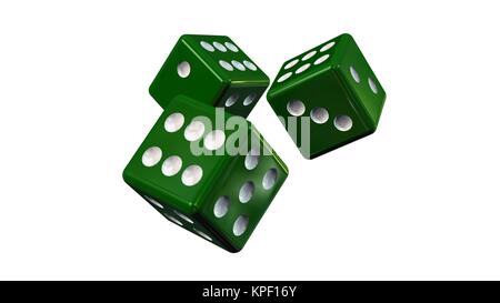 Three green cubes - insulated on white background Stock Photo