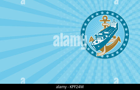 Business card Container Ship Cargo Boat Anchor Stock Photo