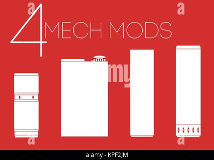 4 mechanical mods icons set Stock Photo