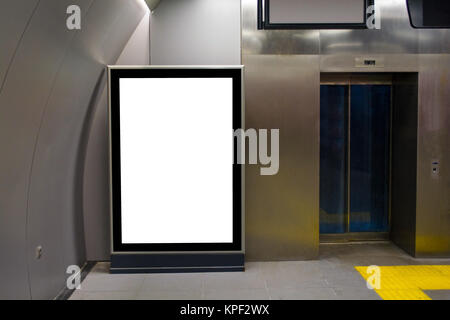 blank vertical billboard or poster in the elevator hall Stock Photo