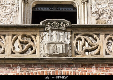 Coat of arms of Cracow- stone carving on Florian Gate in Cracow, Poland Stock Photo