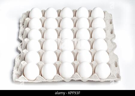 eggs in packing on a white background Stock Photo