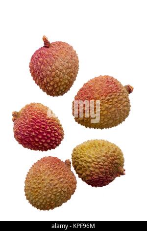 five lychees Stock Photo