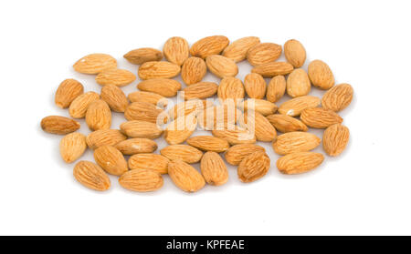 Roasted almonds nuts isolated on white background Stock Photo