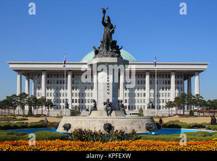 Seoul, Korea - November 12, 2013: The National Assembly of South Korea in a sunny autumn day. Stock Photo