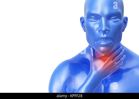 senior man with throat or neck pain irritation. 3d illustration. Stock Photo
