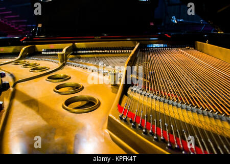 open a piano strings Stock Photo