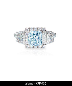 Blue Diamond engagment wedding ring Stock Photo