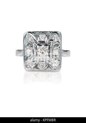 vintage antique Diamond solitaire engagment wedding ring Stock Photo