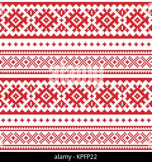 Seamless folk art pattern, Lapland traditional design, Sami vector seamless background Scandinavian, Nordic wallpaper Stock Vector