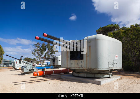 Southwest Australia, Albany, Princess Royal Fortress, Mount Adelaide, display of modern artillery Stock Photo