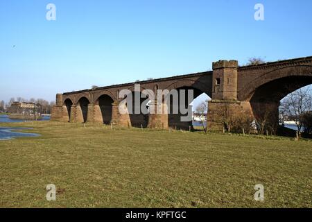 Historic Railway Bridge Wesel Stock Photo