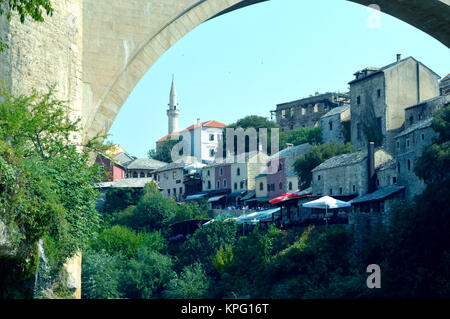 Travel to Europe under summer,Panoramic view over Mostar in the Bosnia and Herzegovina Stock Photo