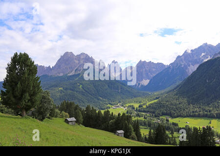 View into the Sextent valley in South Tyrol Stock Photo