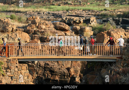 Mpumalanga, South Africa, pedestrian bridge at Bourke's Luck Potholes Stock Photo