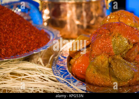 turkish, asian food pepper stuffed with rice and minced meat; biber dolma Stock Photo