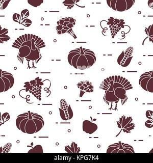 Happy Thanksgiving cartoon pattern. Fall ornament for announcement, advertisement. Stock Vector