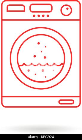 red thin line washing machine Stock Vector