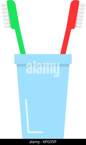 tooth brushes in glass Stock Vector