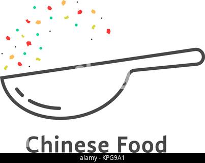 thin line chinese food logo Stock Vector