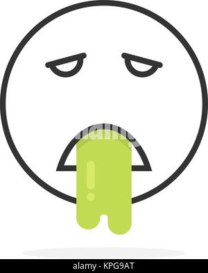 black thin line vomits emoji icon Stock Vector