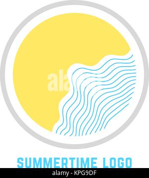 summertime logo with linear waves Stock Vector