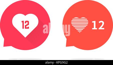 speech bubbles with hearts like counter notification Stock Vector