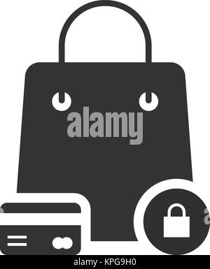 protected shopping with black bag and credit card Stock Vector