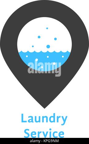 laundry service with simple pin Stock Vector