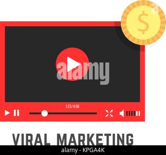 viral marketing with red video player Stock Vector