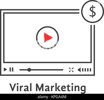thin line video player like viral marketing Stock Vector