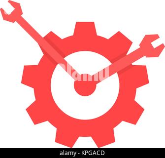 red repair service logo like clock Stock Vector