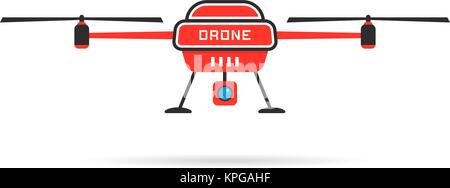red quadrocopter with shadow Stock Vector