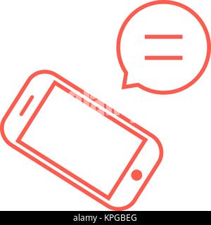 thin line red telephone with speech bubble Stock Vector