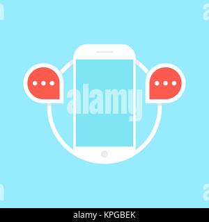 messaging with white phone Stock Vector