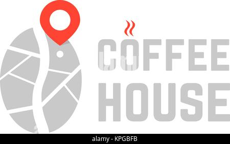 coffee house logo with map pin Stock Vector