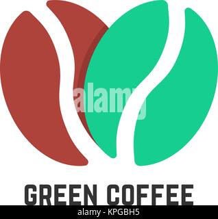 green coffee logo like beans Stock Vector